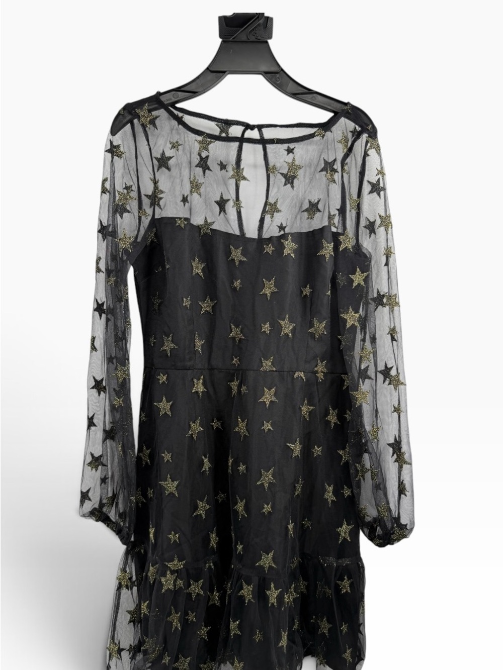BB Dakota black-and-gold star-print mesh mini dress- 4